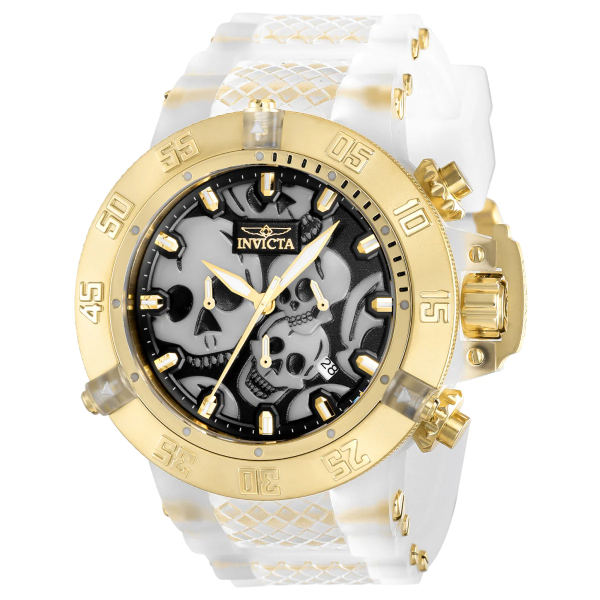 Invicta Subaqua Skull Men's Watch - 50mm. White. Gold (37328)