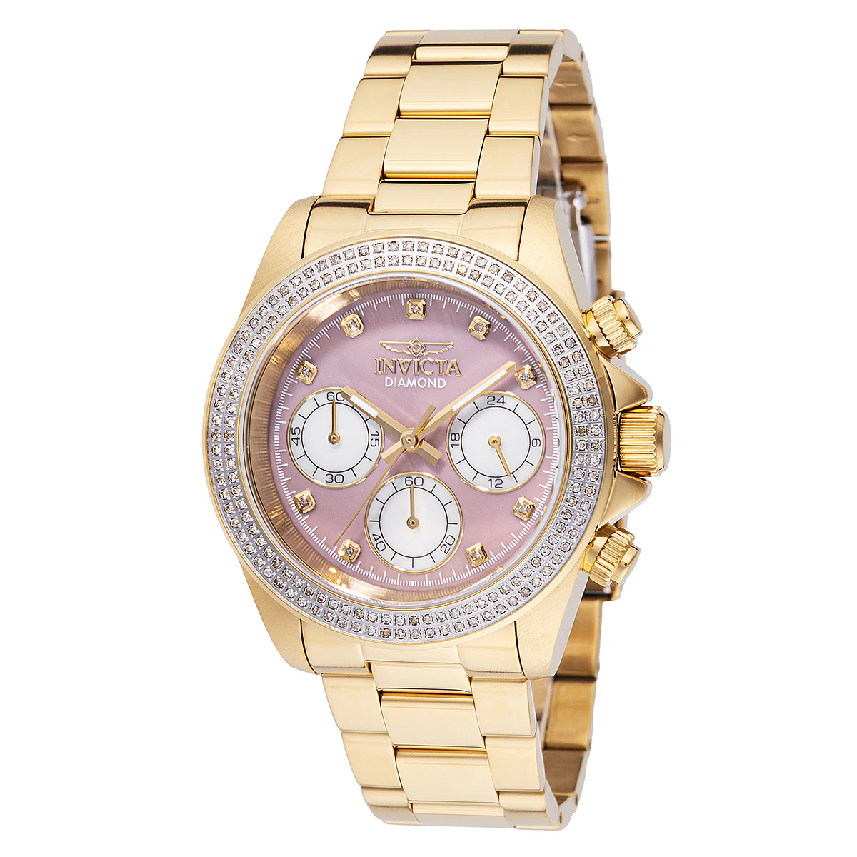 Invicta Elite Diamond 0.71 Carat Diamond Unisex Watch w/ Mother of Pearl Dial - 38mm, Gold (48757)