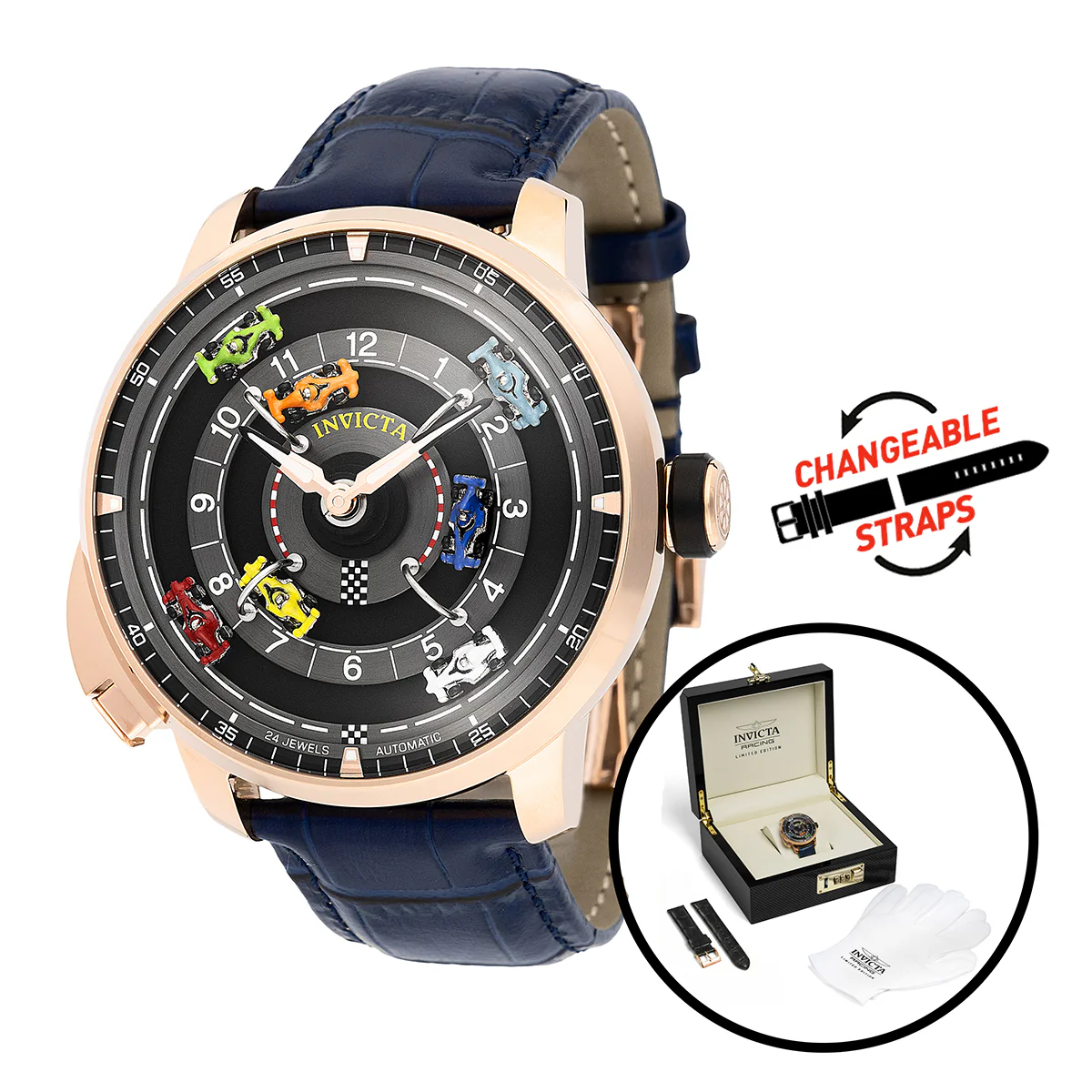 Invicta Racing Automatic Men's Watch - 46mm. Navy Blue with Interchangeable Strap (69135) 7 Invicta Racing Automatic Men's Watch - 46mm. Navy Blue with Interchangeable Strap (69135)