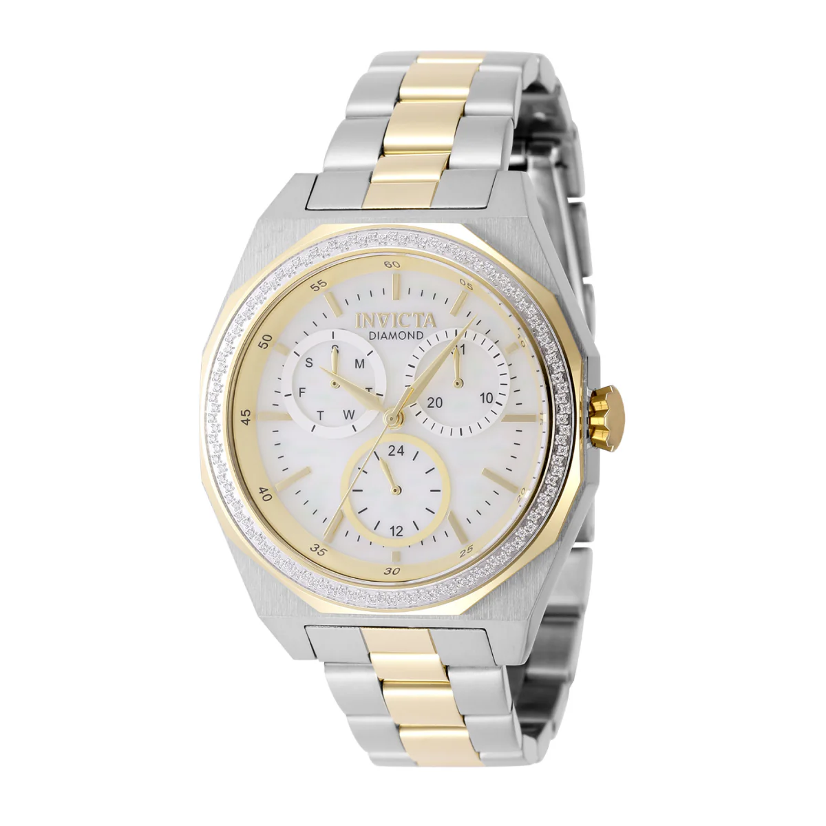 Invicta Elite Diamond 0.41 Carat Diamond Unisex Watch w/ Mother of Pearl Dial - 38mm, Gold, Steel (48785)