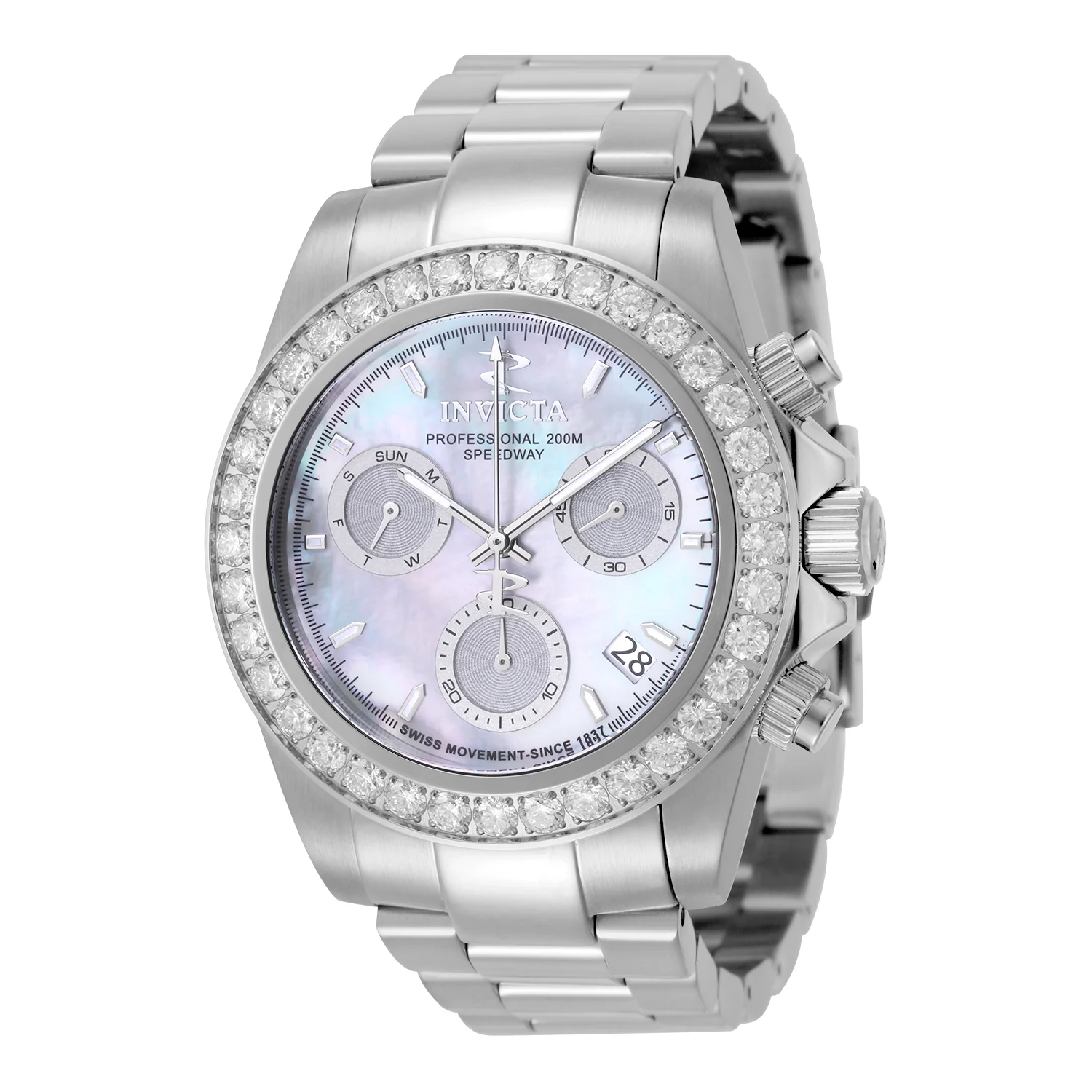 Invicta Elite Speedway Ascent Prestige 4.0 CT Certified LG Diamond Edition Swiss Ronda Z60 Caliber Men's Watch w/ Mother of Pearl Dial - 42mm, Steel (51099)