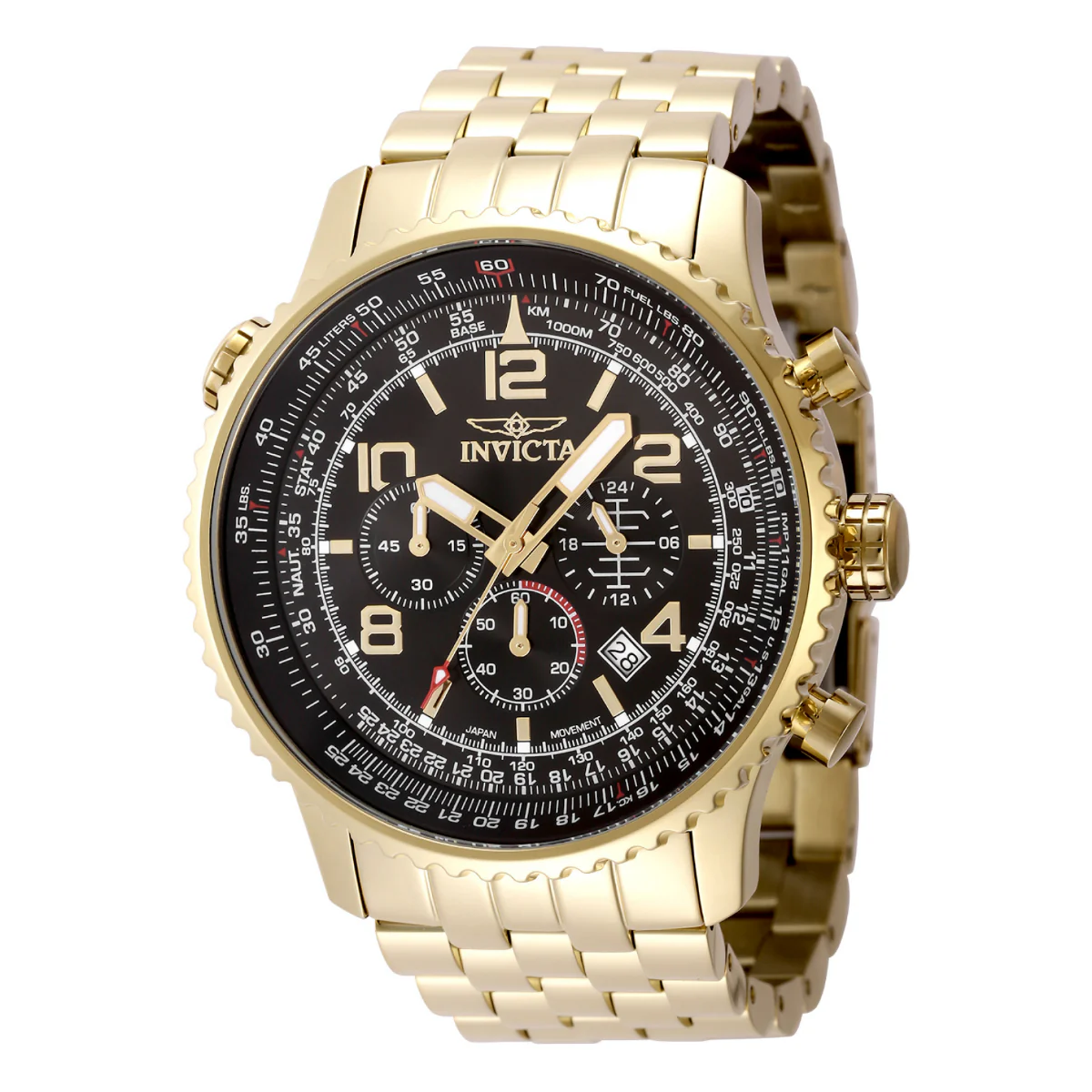 Invicta Aviator Vorticity Men's Watch - 49.5mm, Gold (49082)