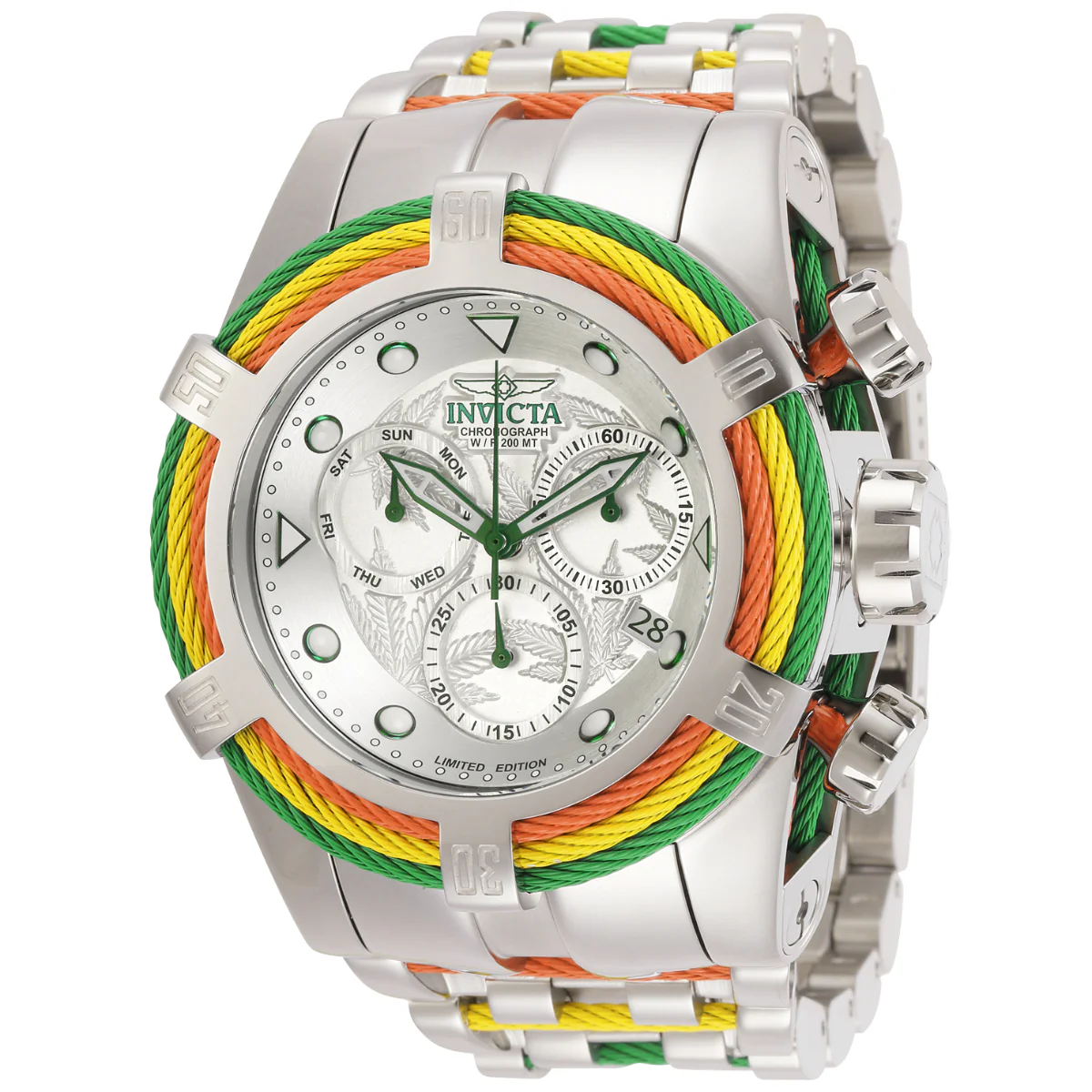 Invicta Bolt One Love Swiss Ronda Z60 Caliber Men's Watch - 53mm, Steel, Red, Yellow, Green (27496)