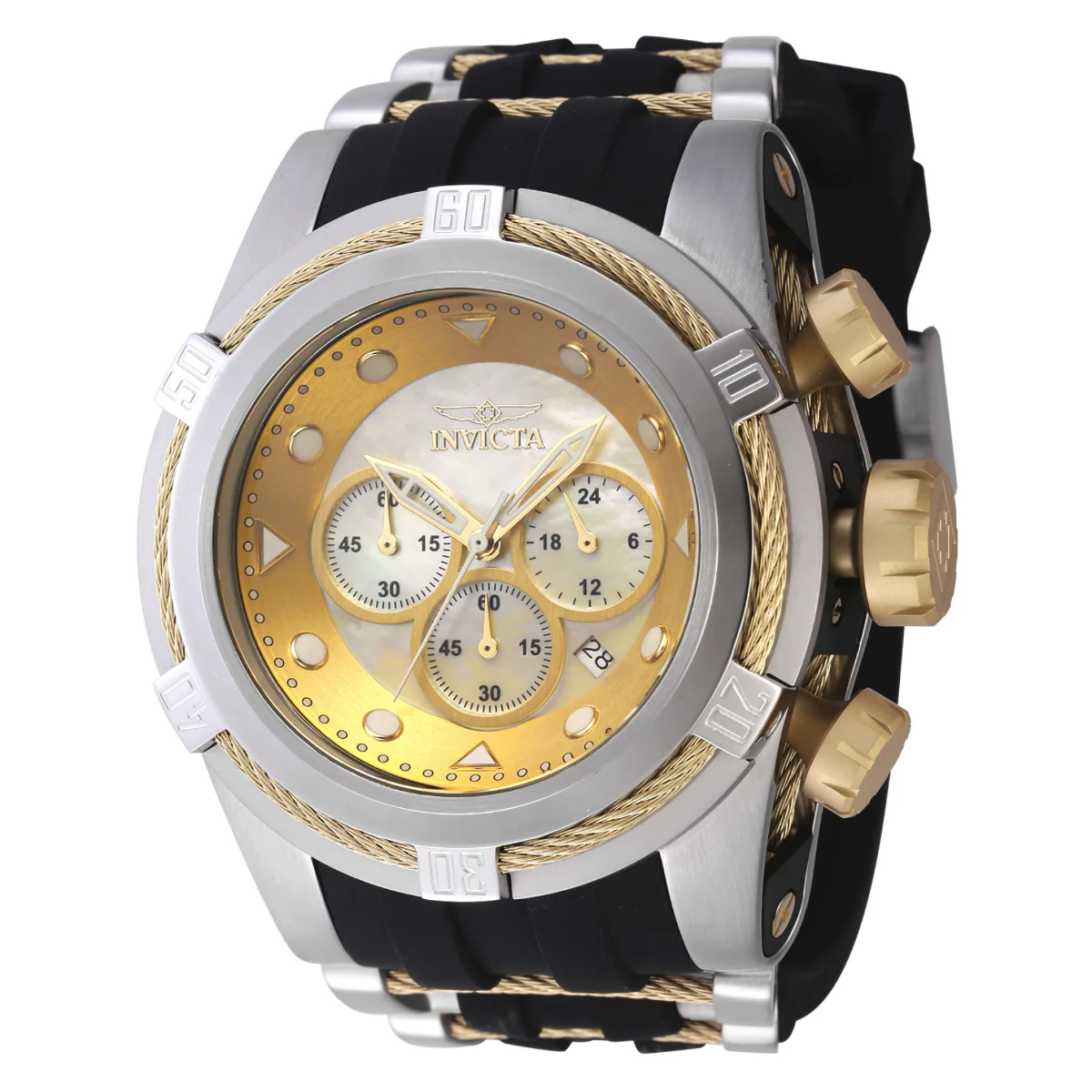 Invicta Bolt Zeus Men's Watch w/ Mother of Pearl Dial - 53mm, Black, Gold, Steel (46468)