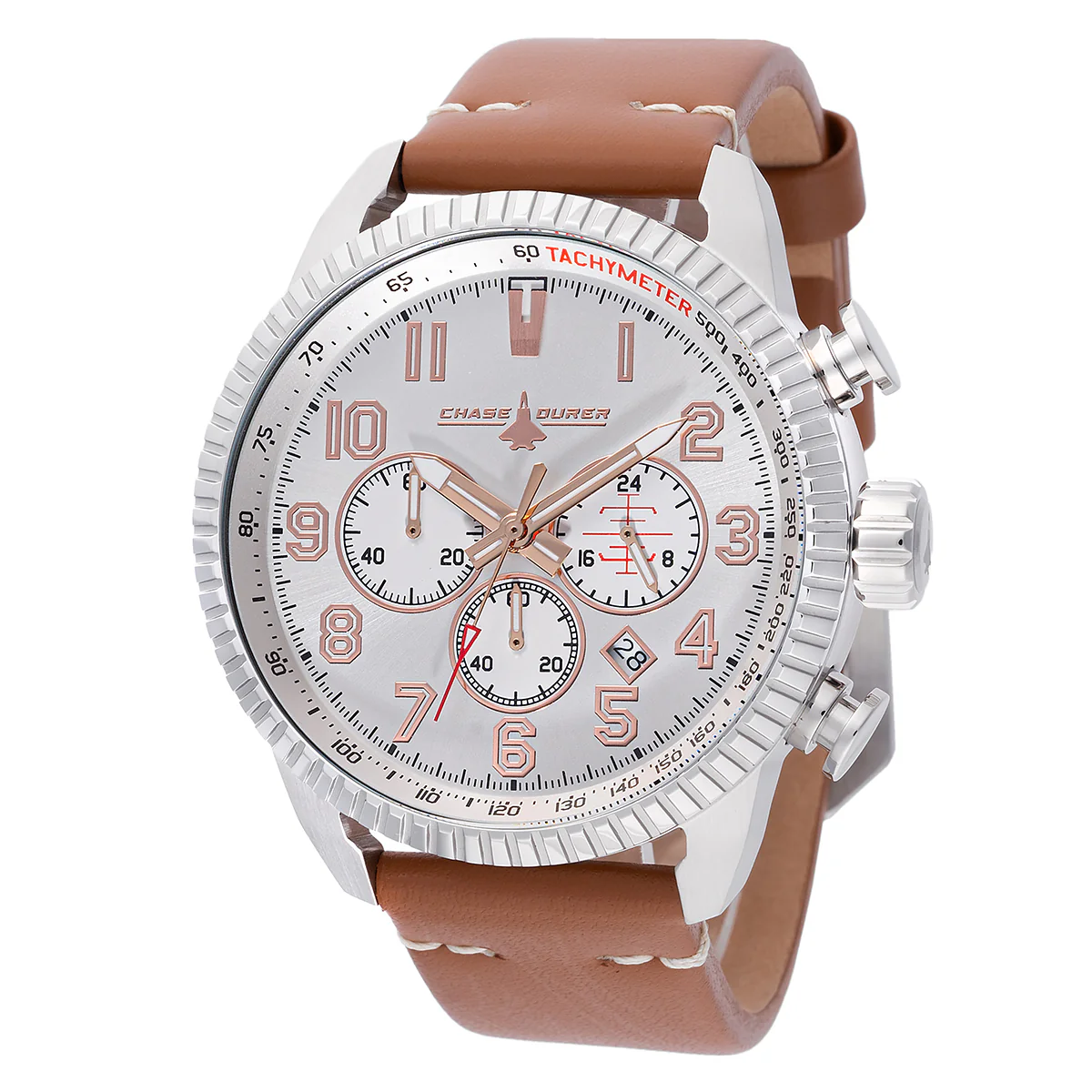 Chase Durer Flight Commander One Men's Watch - 46mm. Light Brown, Ivory (CDW-0090)