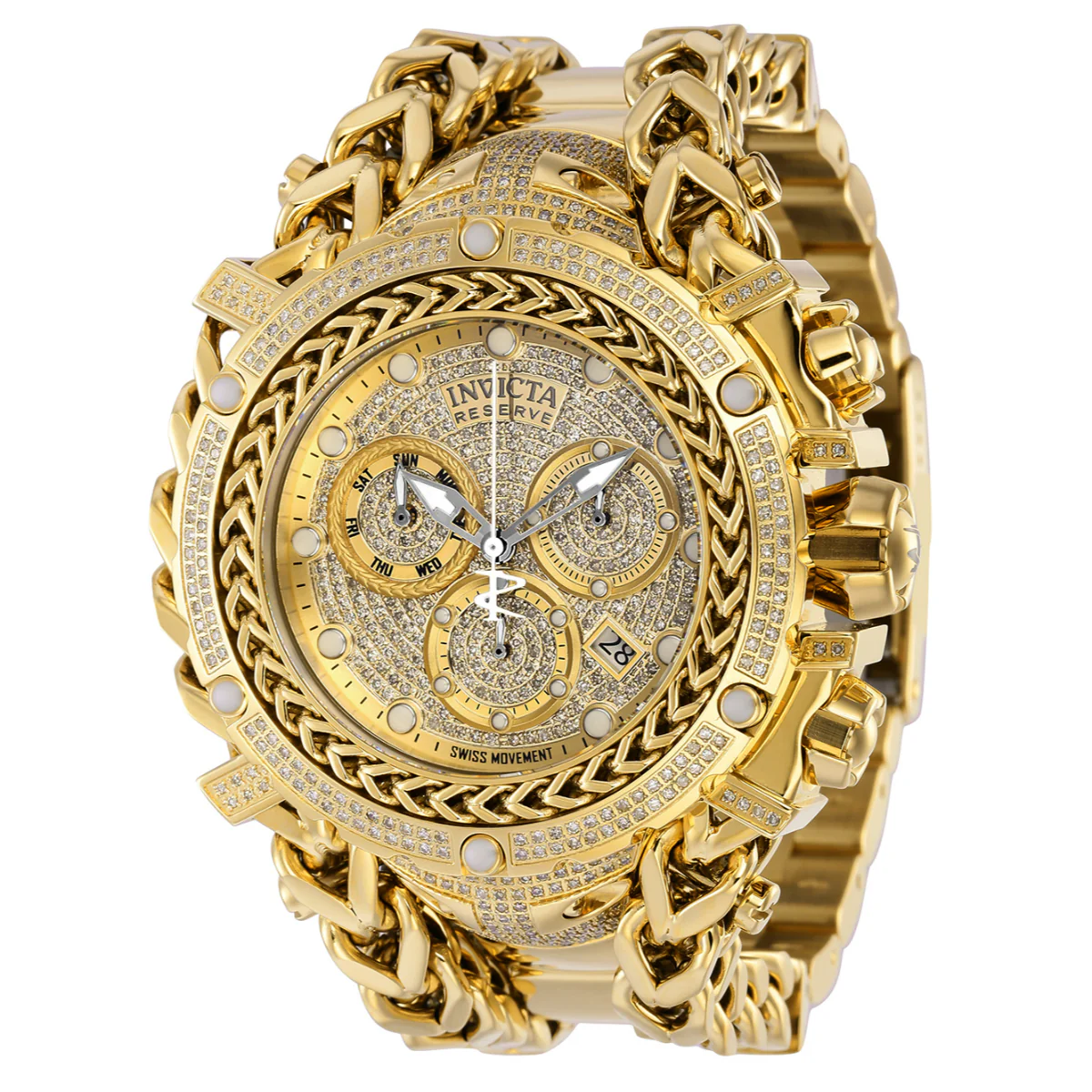 Invicta Reserve Gladiator 2.92 Carat Diamond Swiss Ronda Z60 Caliber Men's Watch - 58.3mm, Gold (37344) 1 Invicta Reserve Gladiator 2.92 Carat Diamond Swiss Ronda Z60 Caliber Men's Watch - 58.3mm, Gold (37344)