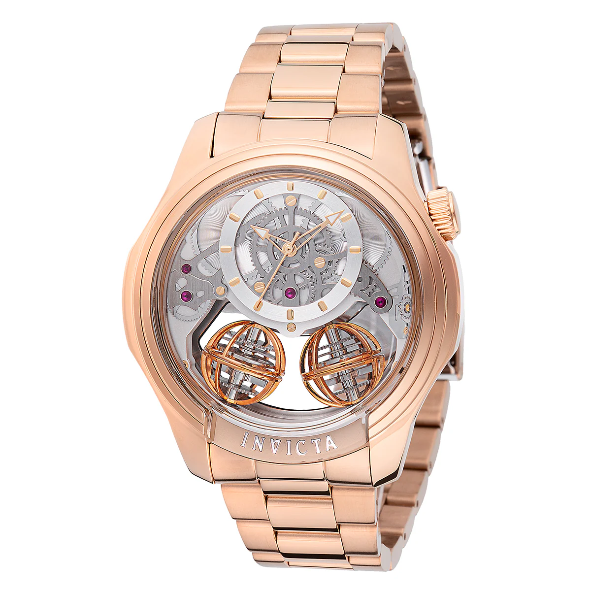 Invicta Specialty Twin Axis Men's Watch w / Skeleton Dial- 46mm. Rose Gold (48901)