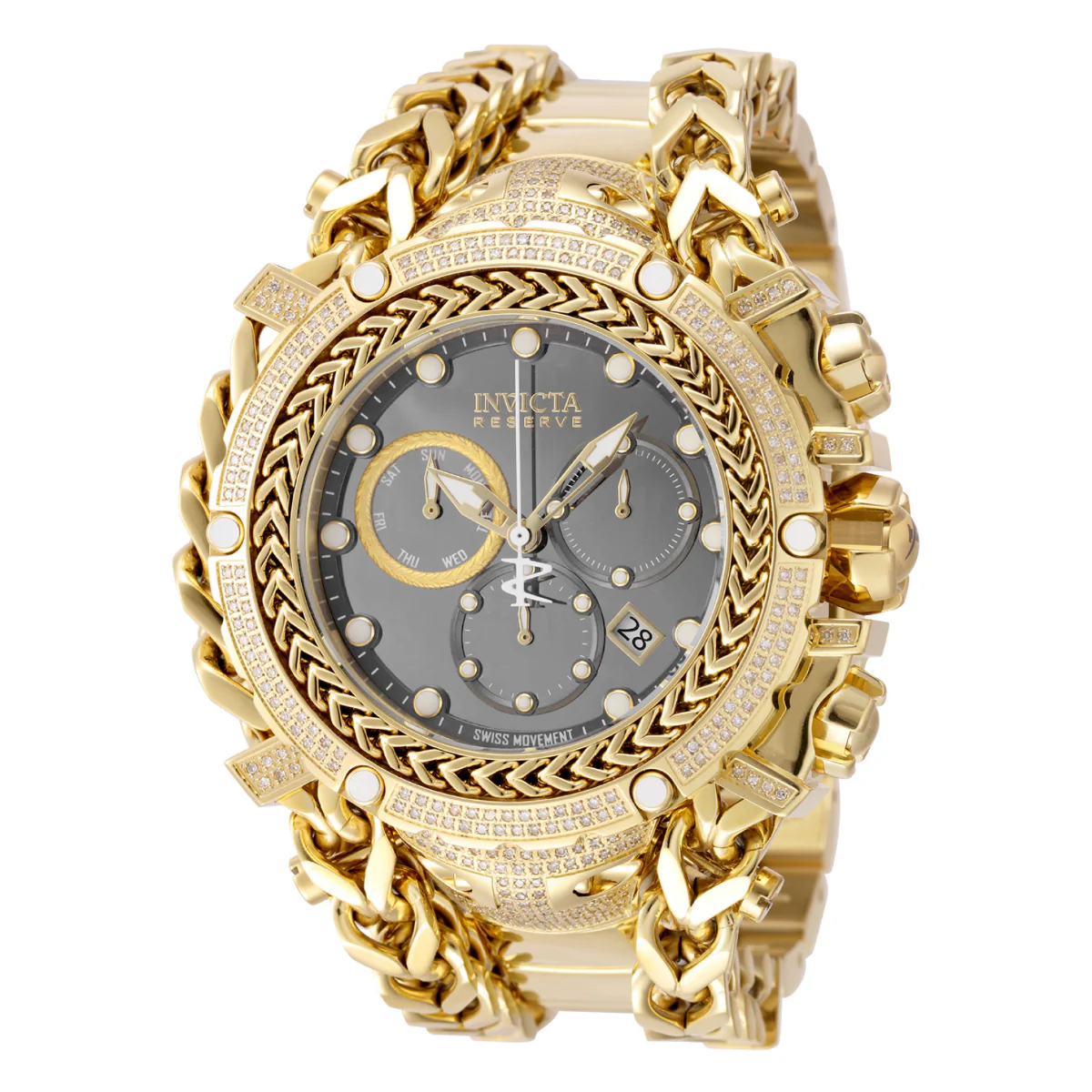 Invicta Reserve Gladiator 1.75 Carat Diamond Swiss Ronda Z60 Caliber Men's Watch - 58.3mm. Gold (48420) 1 Invicta Reserve Gladiator 1.75 Carat Diamond Swiss Ronda Z60 Caliber Men's Watch - 58.3mm. Gold (48420)
