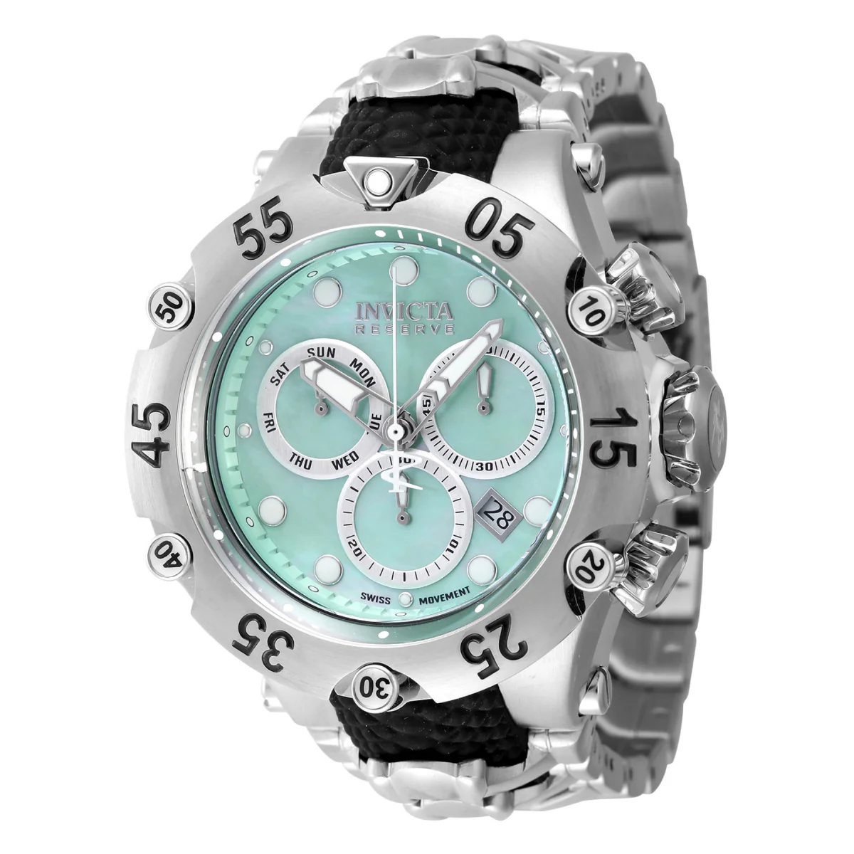 Invicta Reserve Venom Cobra Swiss Ronda Z60 Caliber Men's Watch w/ Mother of Pearl Dial - 54mm. Black. Steel (47155) 1 Invicta Reserve Venom Cobra Swiss Ronda Z60 Caliber Men's Watch w/ Mother of Pearl Dial - 54mm. Black. Steel (47155)