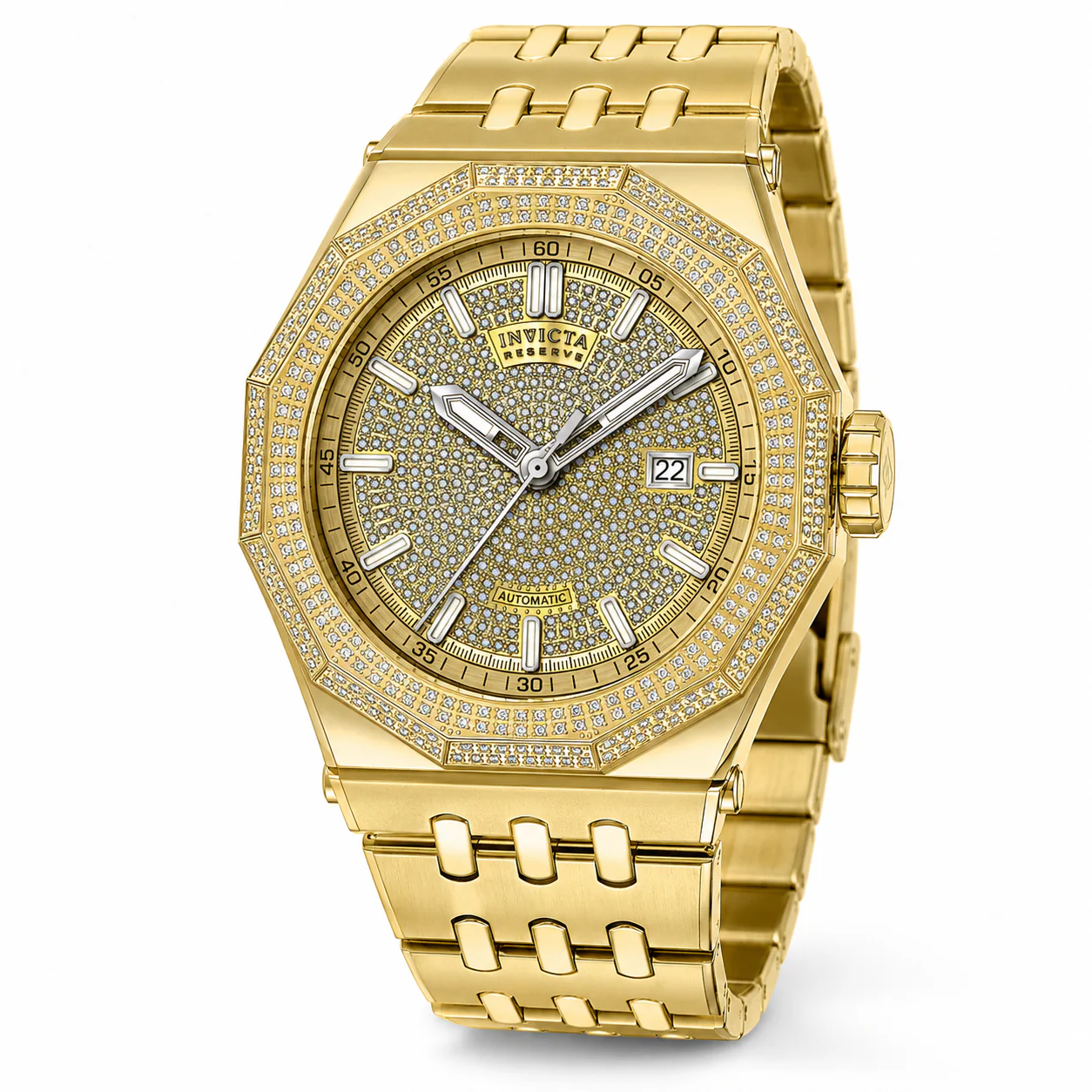 Invicta Reserve Akula Dynasties 3.27 Carat Diamond Automatic Men's Watch - 48mm. Gold (50442)