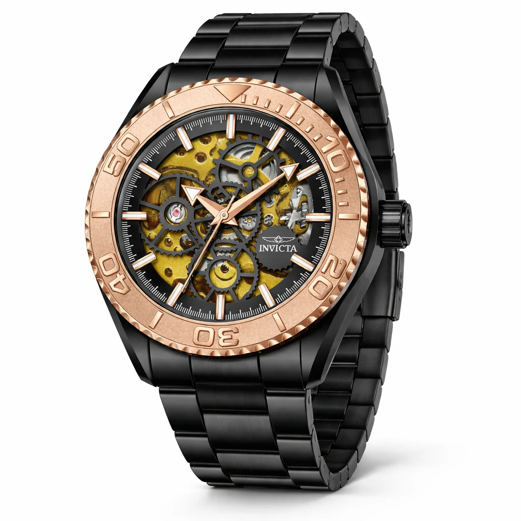 Invicta Objet D Art Glyph Automatic Men's Watch w/ Skeleton Dial - 43mm. Black (69764)