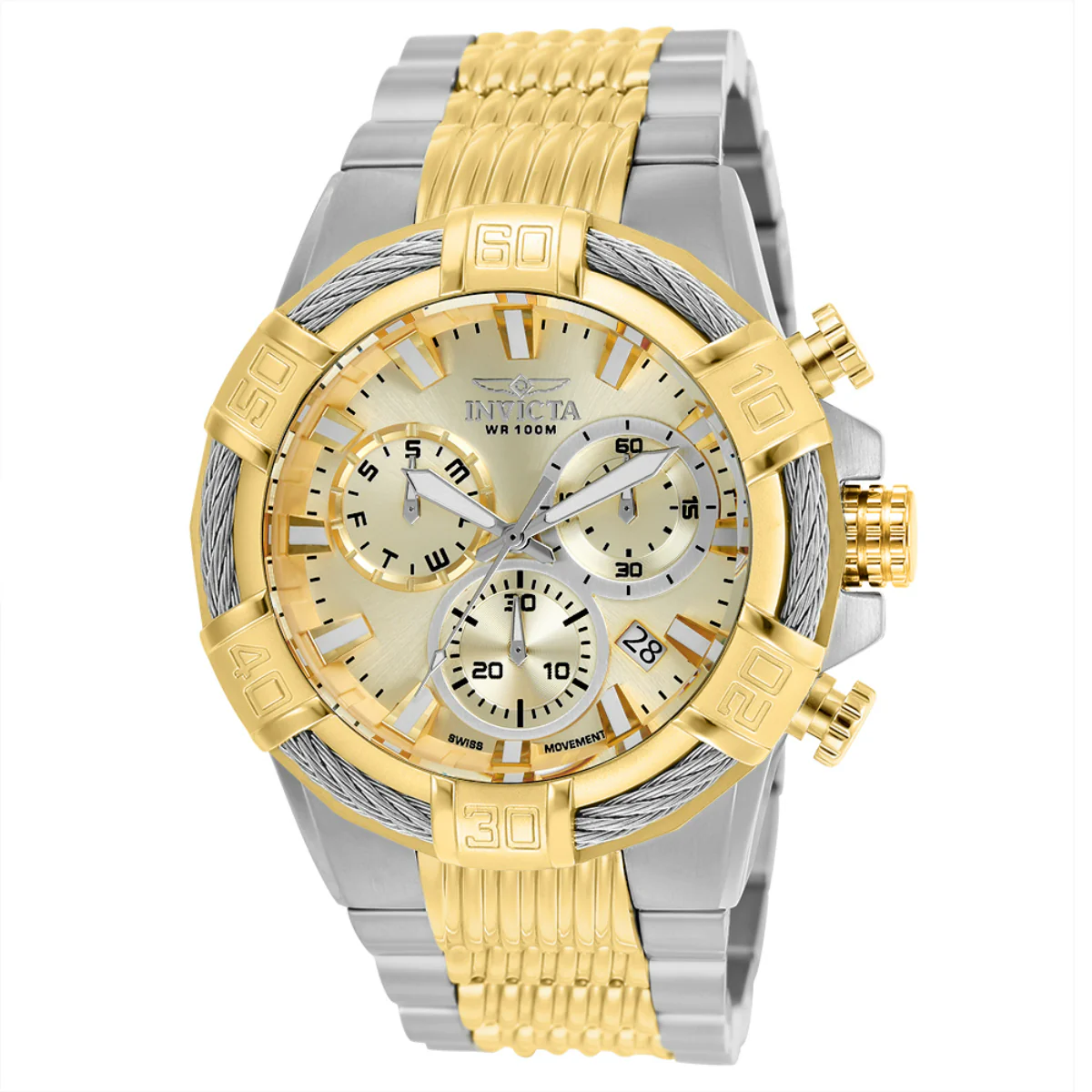 Invicta Bolt Swiss Ronda Z60 Caliber Men's Watch - 51mm, Steel, Gold (25864)