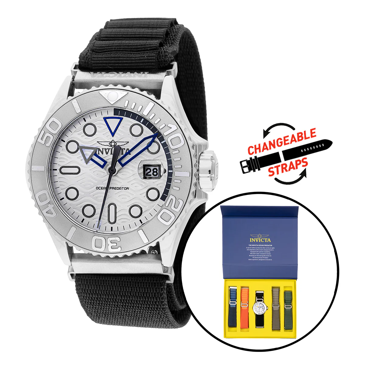 Invicta OCEAN PREDATOR Men's Watch - 44mm, with Interchangeable Strap (49798) 1 Invicta OCEAN PREDATOR Men's Watch - 44mm, with Interchangeable Strap (49798)