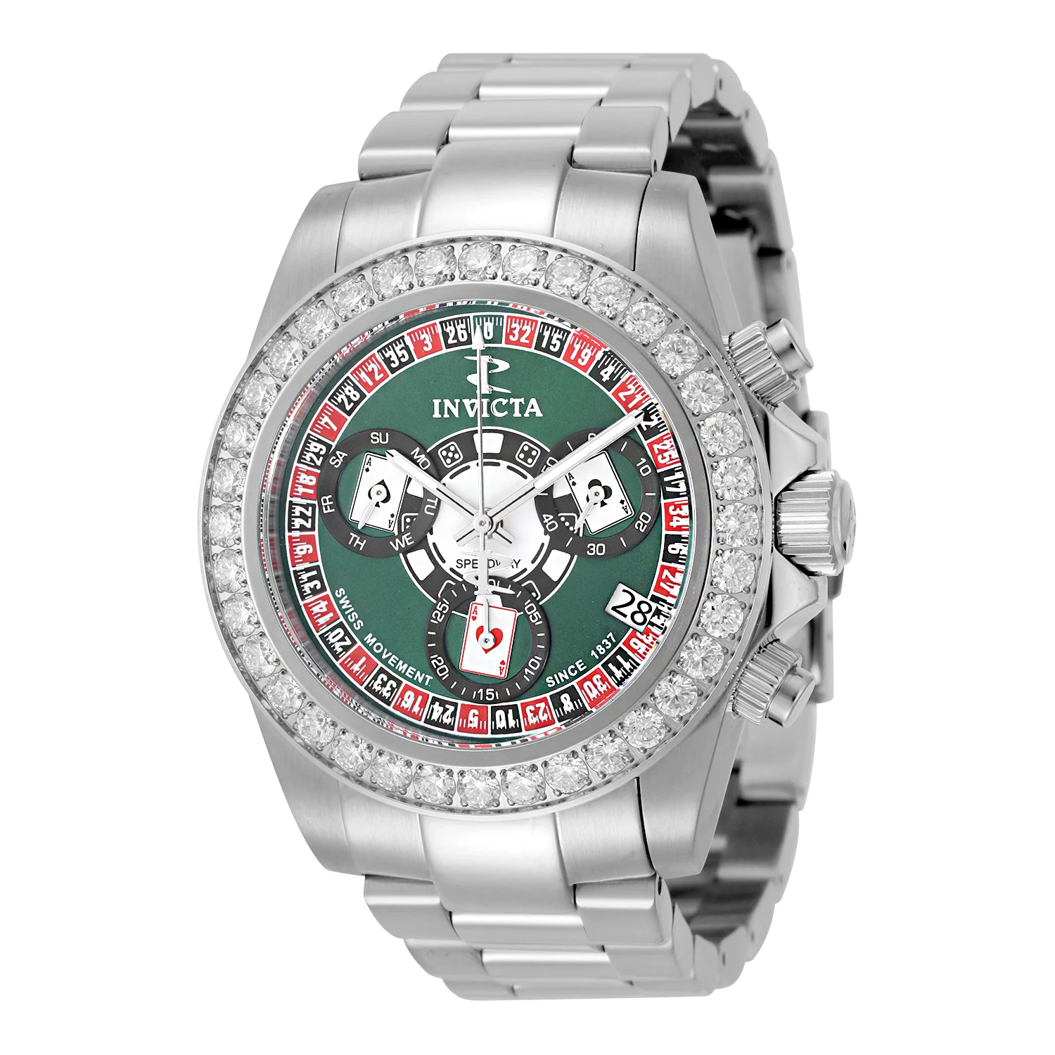 Invicta Elite Speedway Grand Croupier 4 CT Certified LG Diamond Edition Swiss Ronda Z60 Caliber Men's Watch - 42mm, Steel (51107)